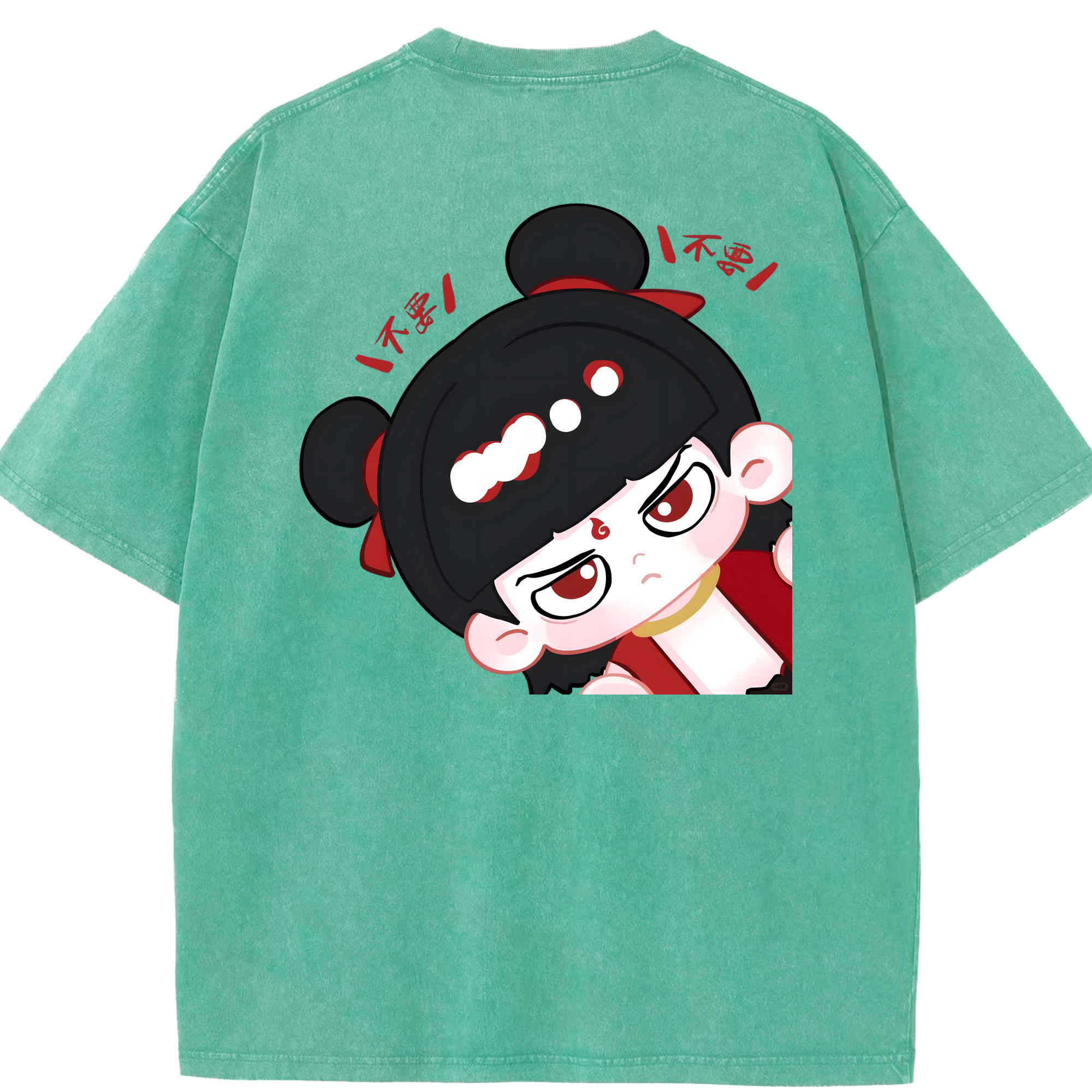 （画像用） Ne Zha 2 ナタ 魔童の大暴れ 綿100% ヴィンテージ風 半袖Tシャツ（背面プリント）